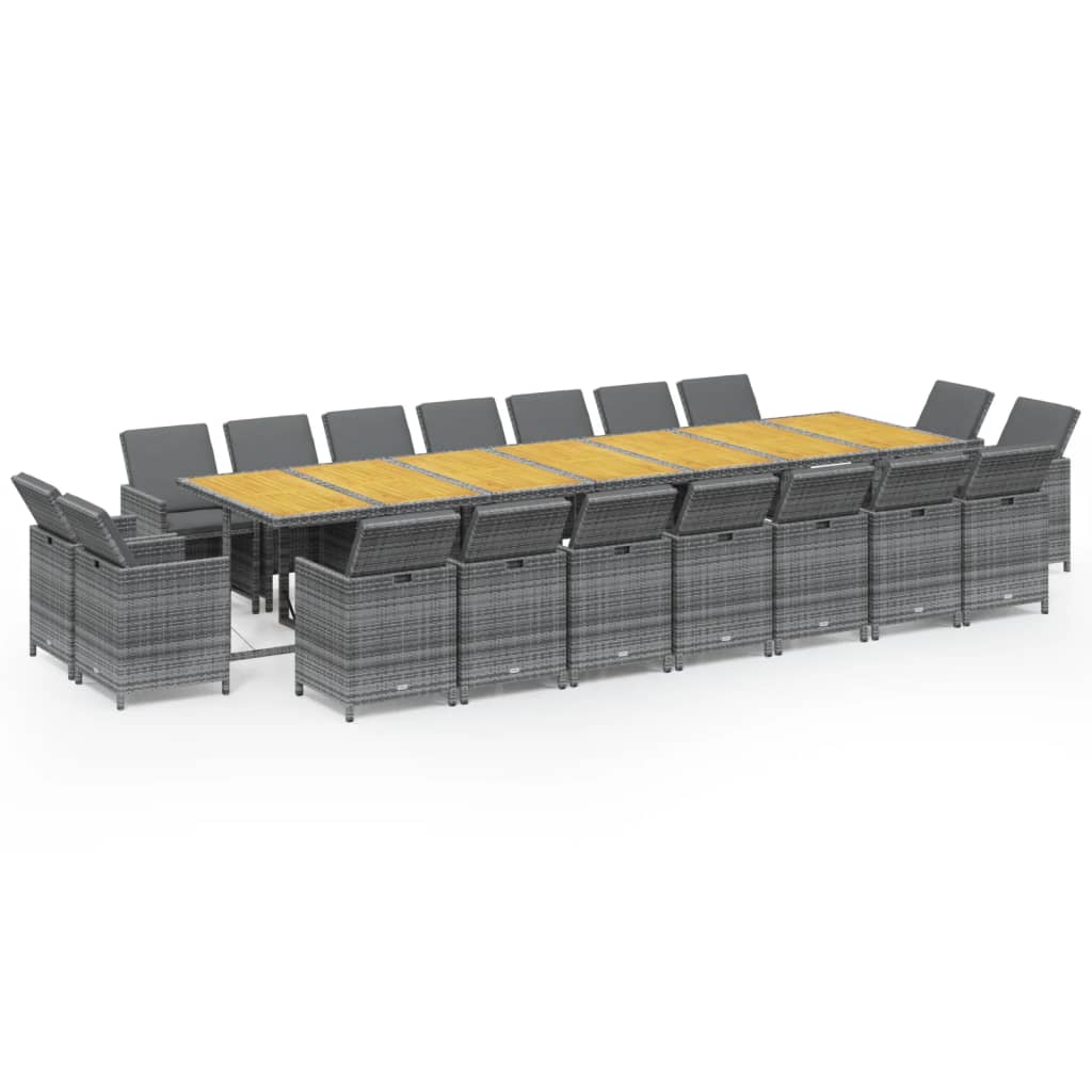 19-delige Tuinset met kussens poly rattan grijs is nu te koop bij PeponiXL, paradijselijk wonen!