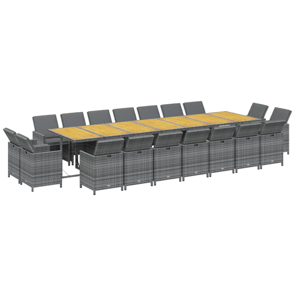 19-delige Tuinset met kussens poly rattan grijs is nu te koop bij PeponiXL, paradijselijk wonen!