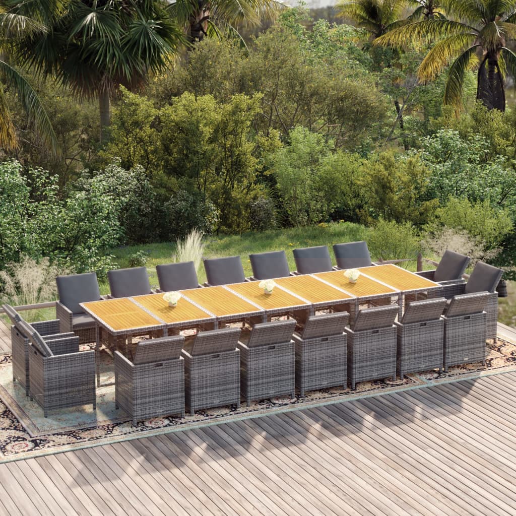19-delige Tuinset met kussens poly rattan grijs is nu te koop bij PeponiXL, paradijselijk wonen!