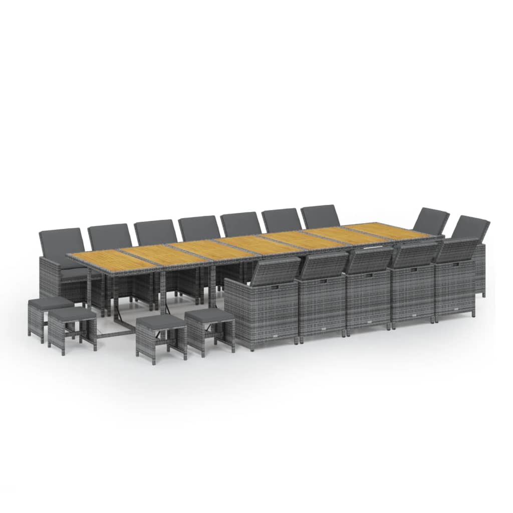 19-delige Tuinset met kussens poly rattan grijs is nu te koop bij PeponiXL, paradijselijk wonen!
