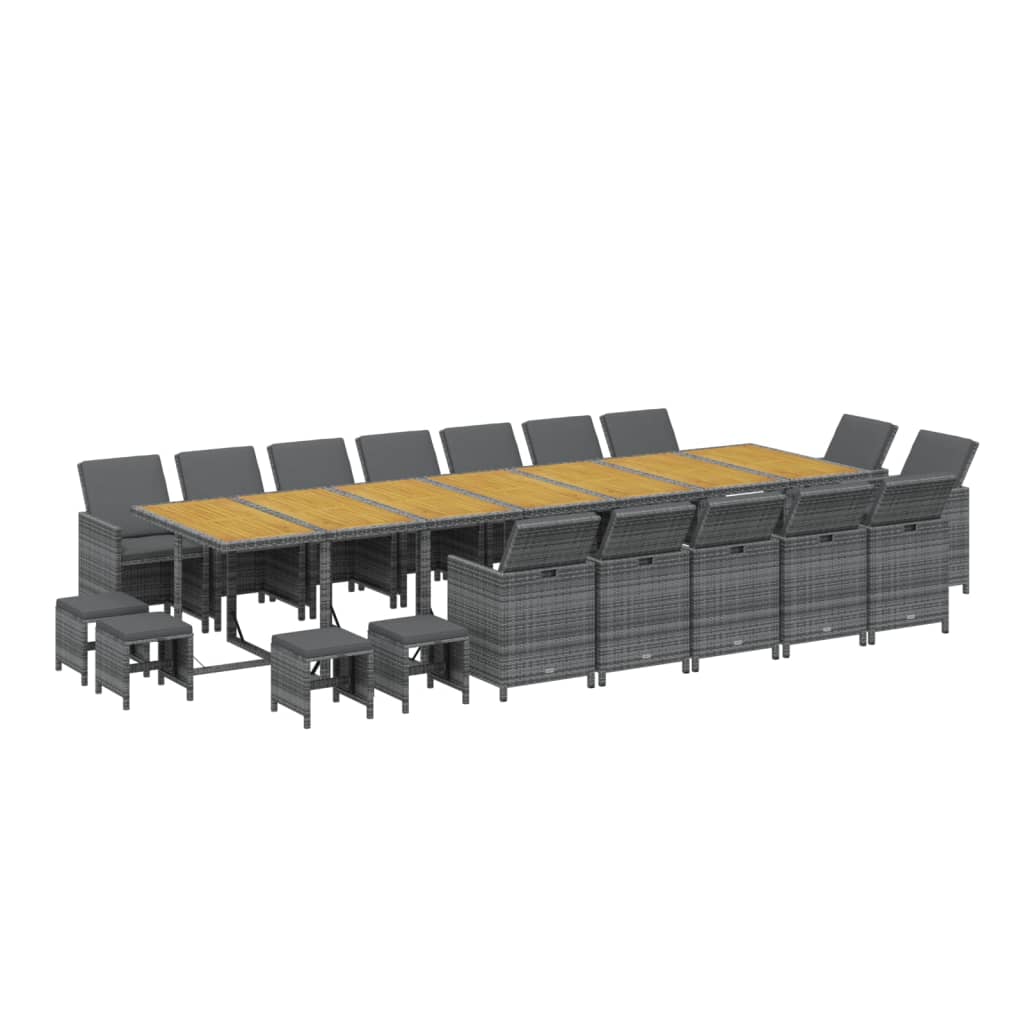 19-delige Tuinset met kussens poly rattan grijs is nu te koop bij PeponiXL, paradijselijk wonen!