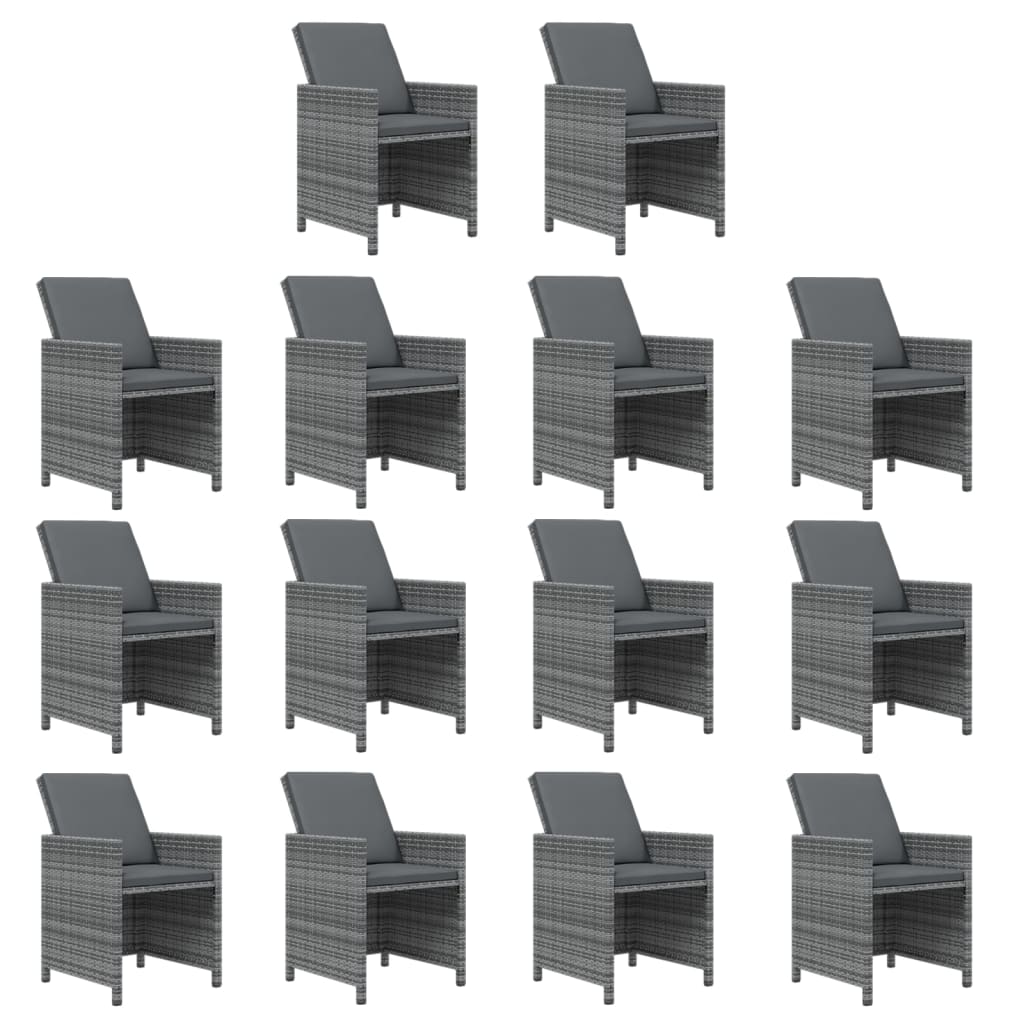 19-delige Tuinset met kussens poly rattan grijs is nu te koop bij PeponiXL, paradijselijk wonen!