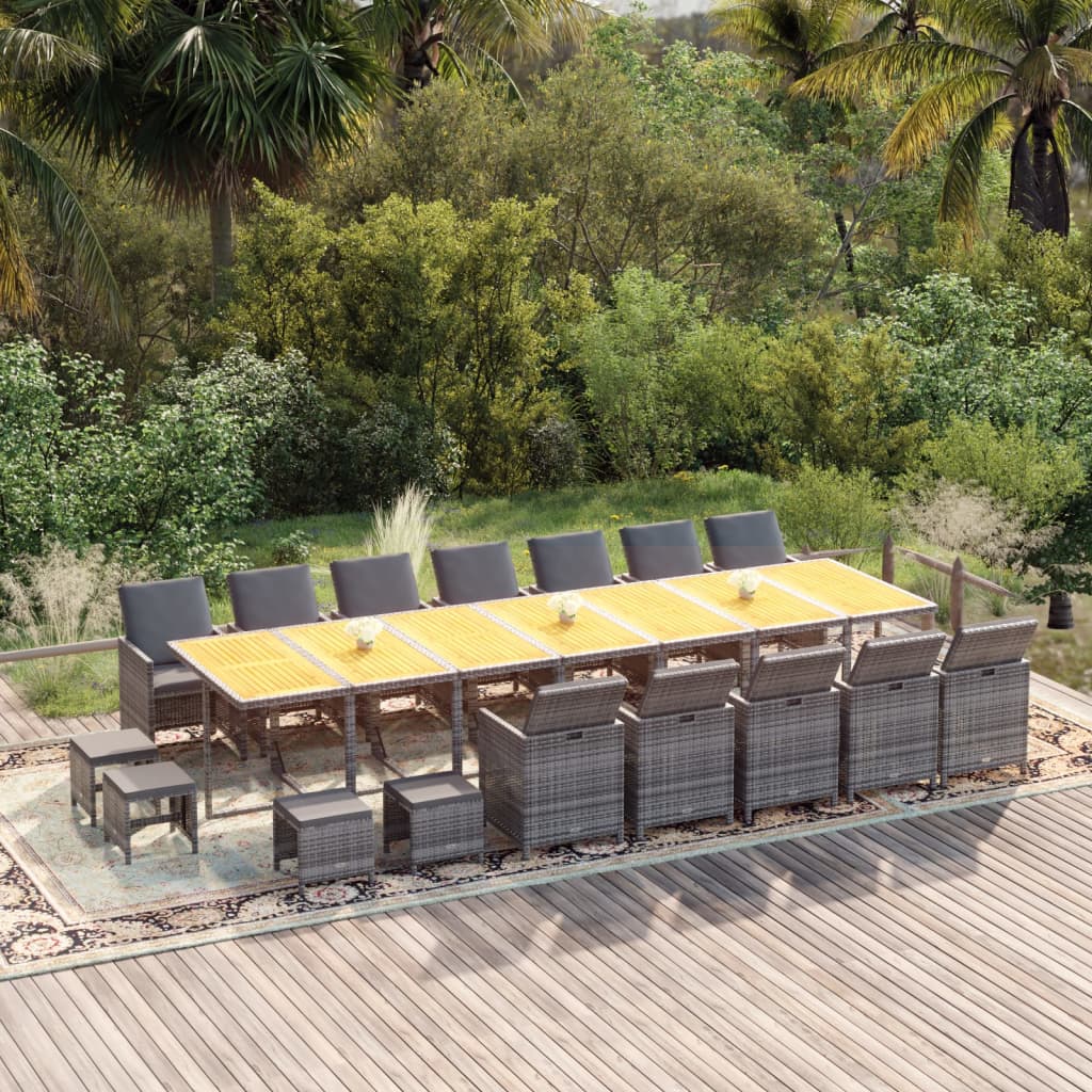 19-delige Tuinset met kussens poly rattan grijs is nu te koop bij PeponiXL, paradijselijk wonen!