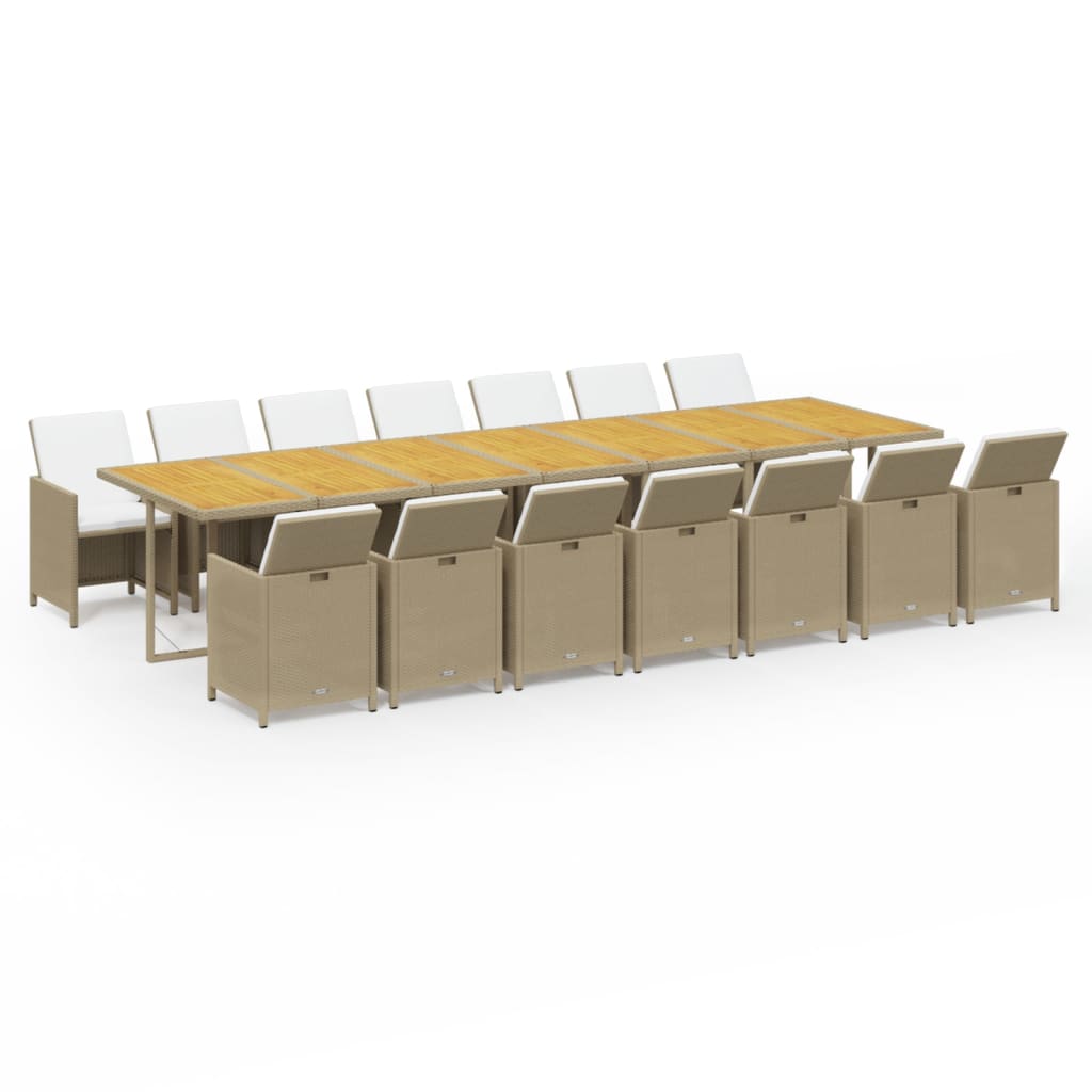 15-delige Tuinset met kussens poly rattan beige is nu te koop bij PeponiXL, paradijselijk wonen!