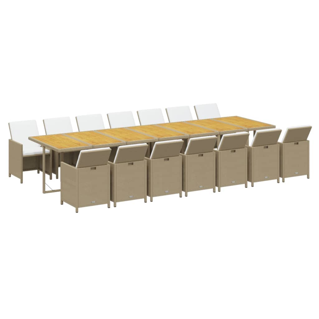 15-delige Tuinset met kussens poly rattan beige is nu te koop bij PeponiXL, paradijselijk wonen!