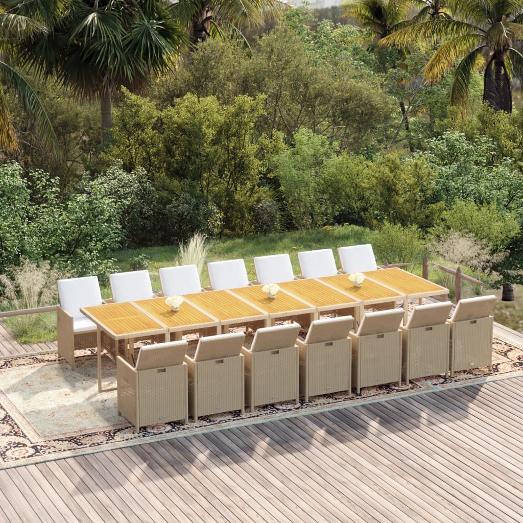 15-delige Tuinset met kussens poly rattan beige is nu te koop bij PeponiXL, paradijselijk wonen!