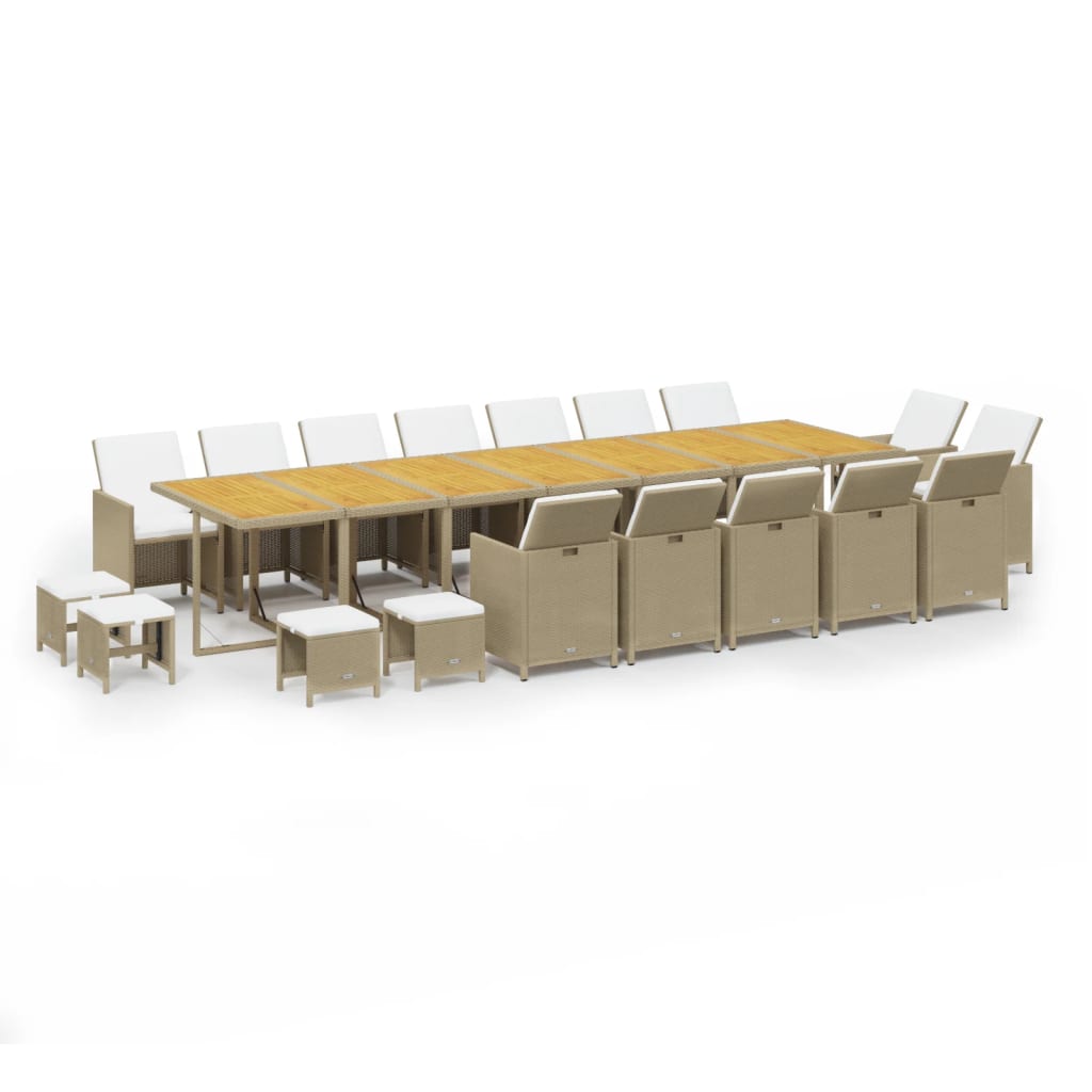 19-delige Tuinset met kussens poly rattan beige is nu te koop bij PeponiXL, paradijselijk wonen!