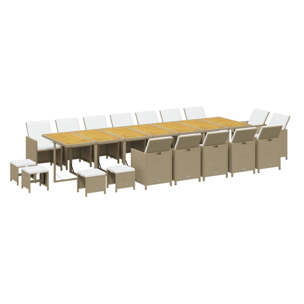 19-delige Tuinset met kussens poly rattan beige is nu te koop bij PeponiXL, paradijselijk wonen!