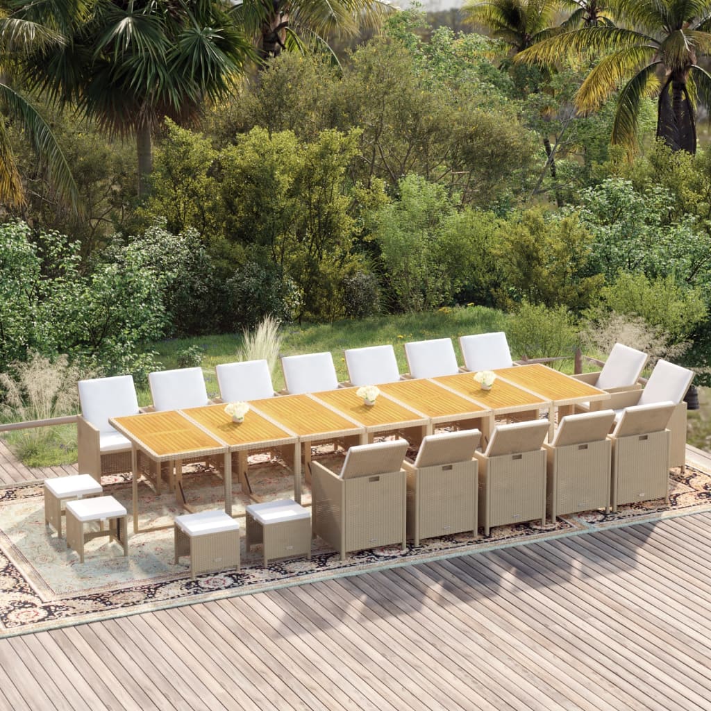 19-delige Tuinset met kussens poly rattan beige is nu te koop bij PeponiXL, paradijselijk wonen!