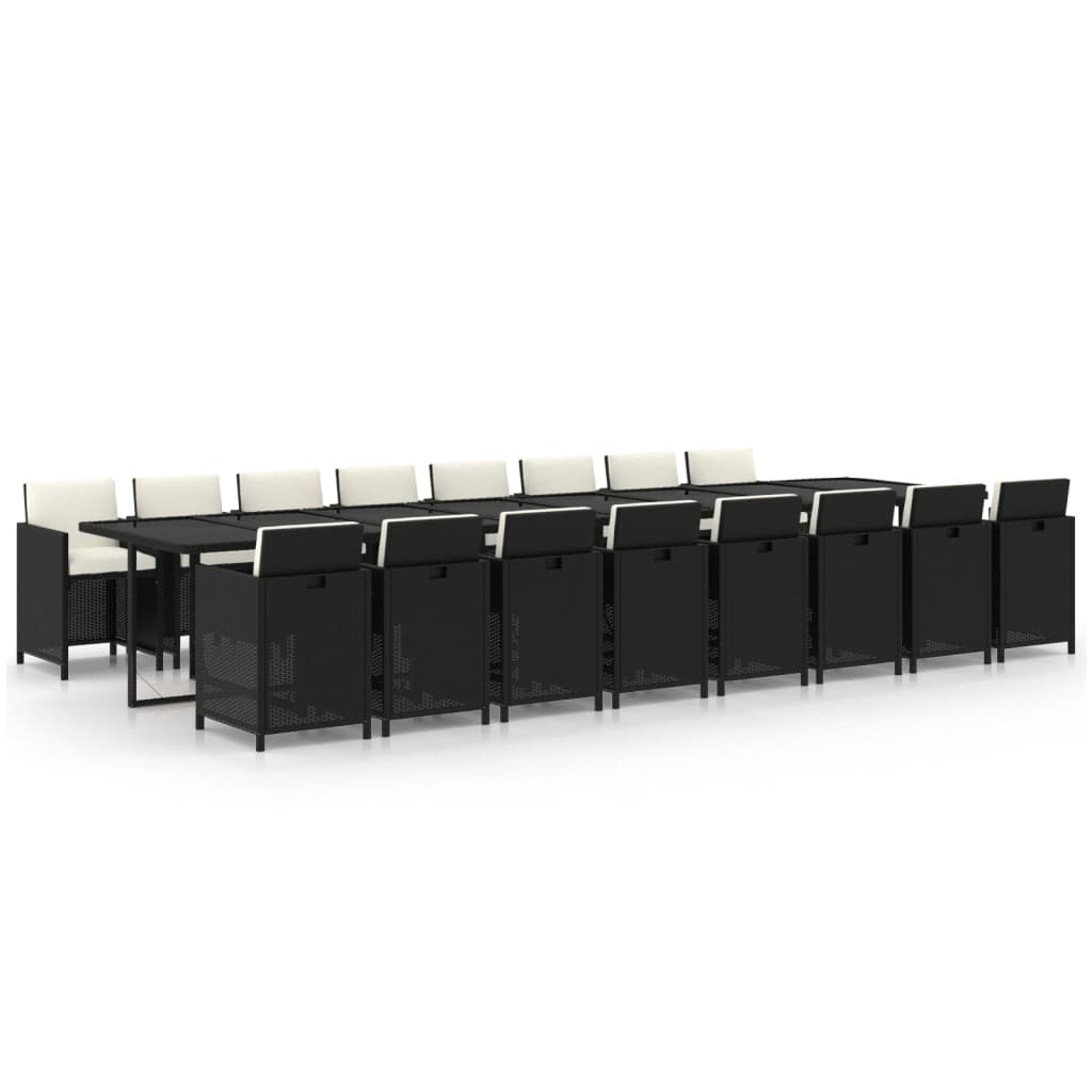 17-delige Tuinset met kussens poly rattan zwart is nu te koop bij PeponiXL, paradijselijk wonen!