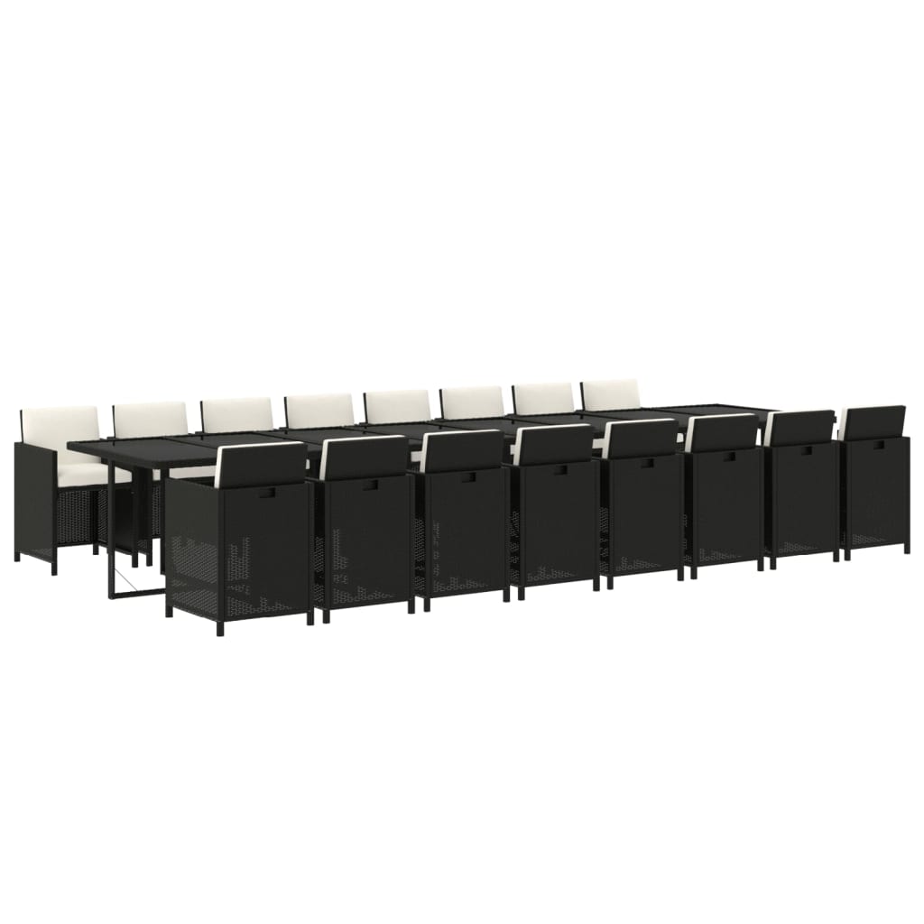 17-delige Tuinset met kussens poly rattan zwart is nu te koop bij PeponiXL, paradijselijk wonen!