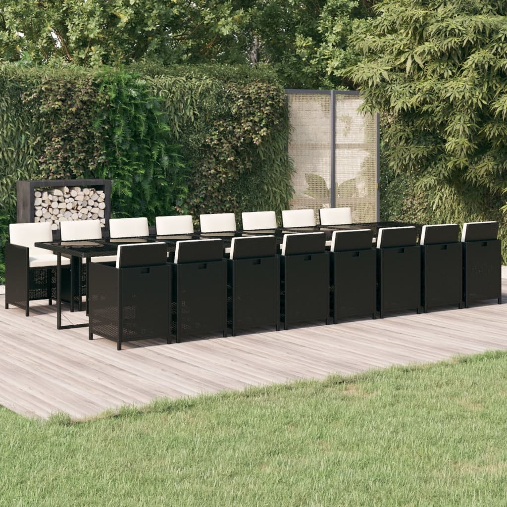 17-delige Tuinset met kussens poly rattan zwart is nu te koop bij PeponiXL, paradijselijk wonen!