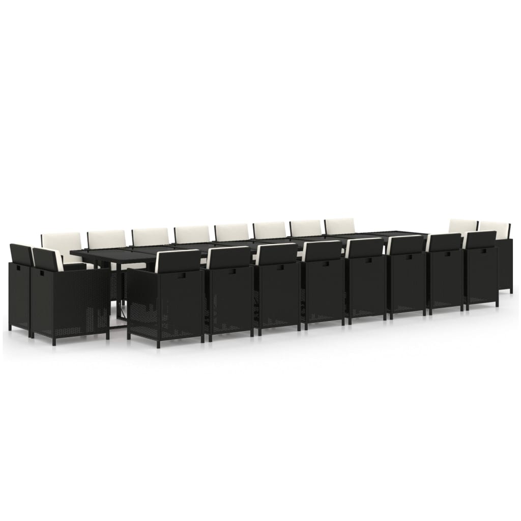 21-delige Tuinset met kussens poly rattan zwart is nu te koop bij PeponiXL, paradijselijk wonen!