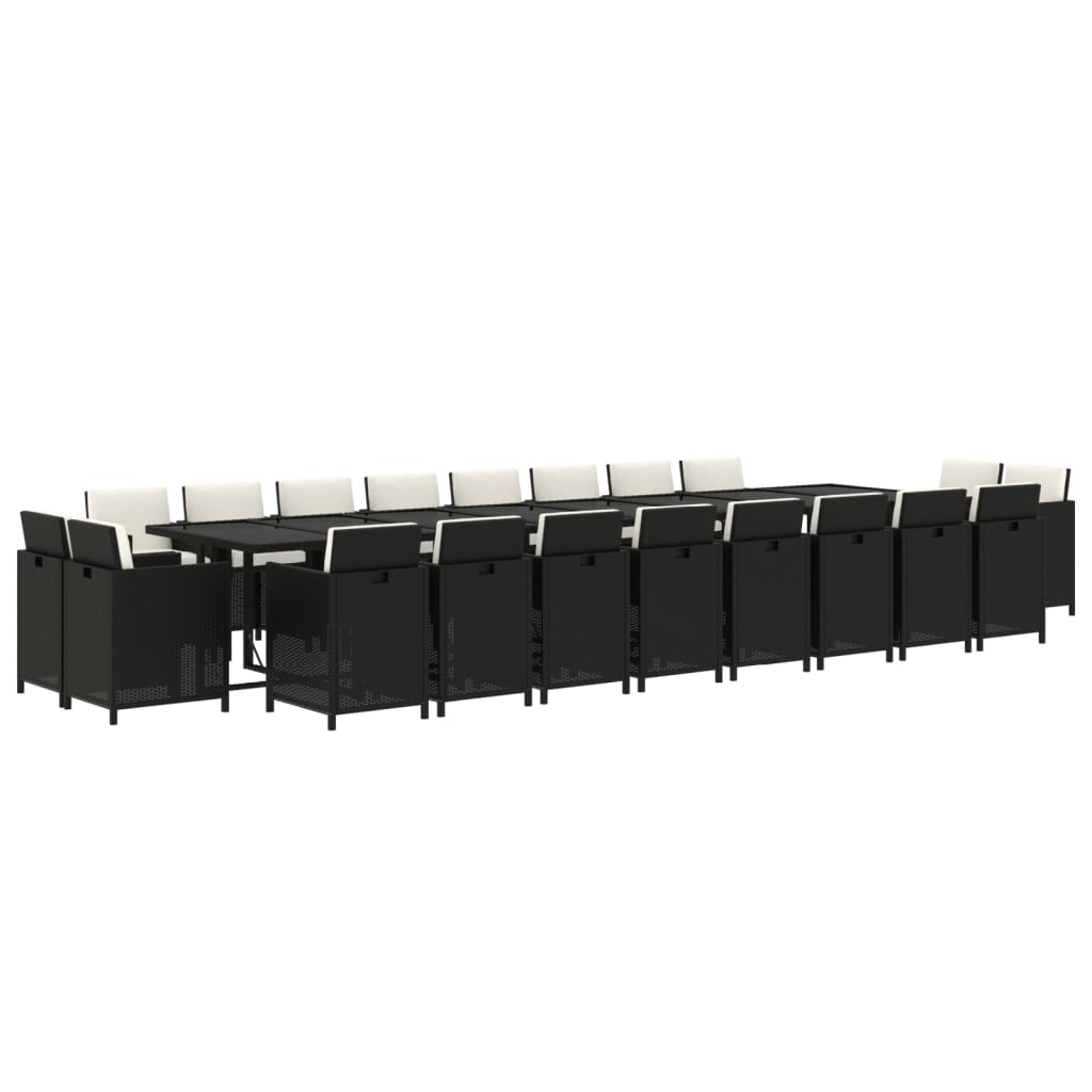 21-delige Tuinset met kussens poly rattan zwart is nu te koop bij PeponiXL, paradijselijk wonen!