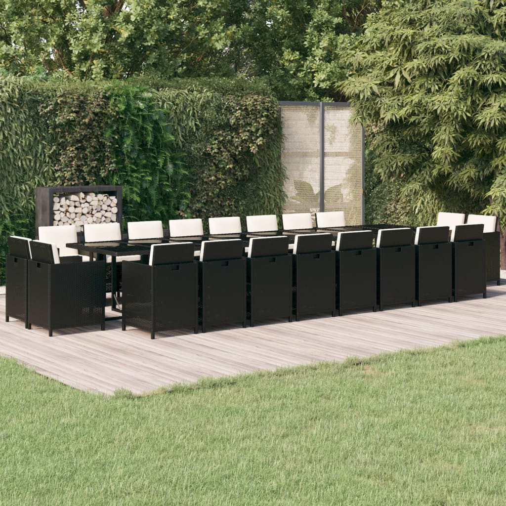 21-delige Tuinset met kussens poly rattan zwart is nu te koop bij PeponiXL, paradijselijk wonen!