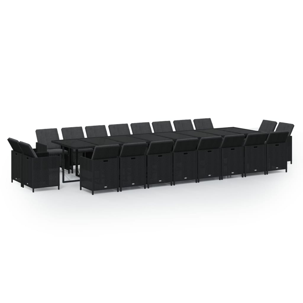 21-delige Tuinset met kussens poly rattan zwart is nu te koop bij PeponiXL, paradijselijk wonen!