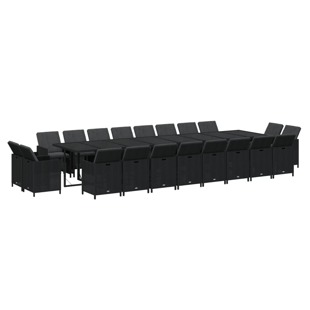 21-delige Tuinset met kussens poly rattan zwart is nu te koop bij PeponiXL, paradijselijk wonen!