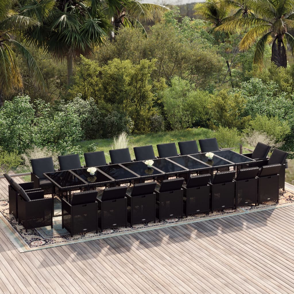 21-delige Tuinset met kussens poly rattan zwart is nu te koop bij PeponiXL, paradijselijk wonen!