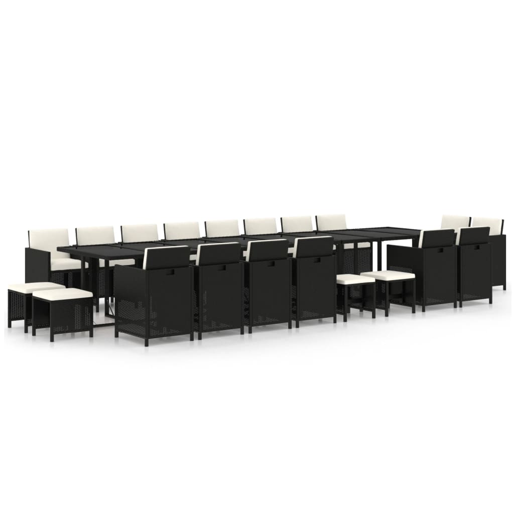 21-delige Tuinset met kussens poly rattan zwart is nu te koop bij PeponiXL, paradijselijk wonen!