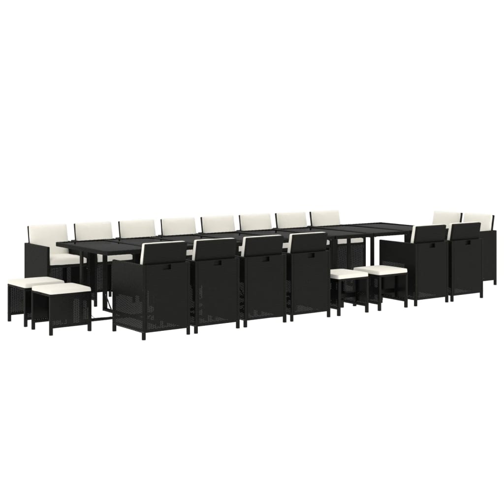 21-delige Tuinset met kussens poly rattan zwart is nu te koop bij PeponiXL, paradijselijk wonen!