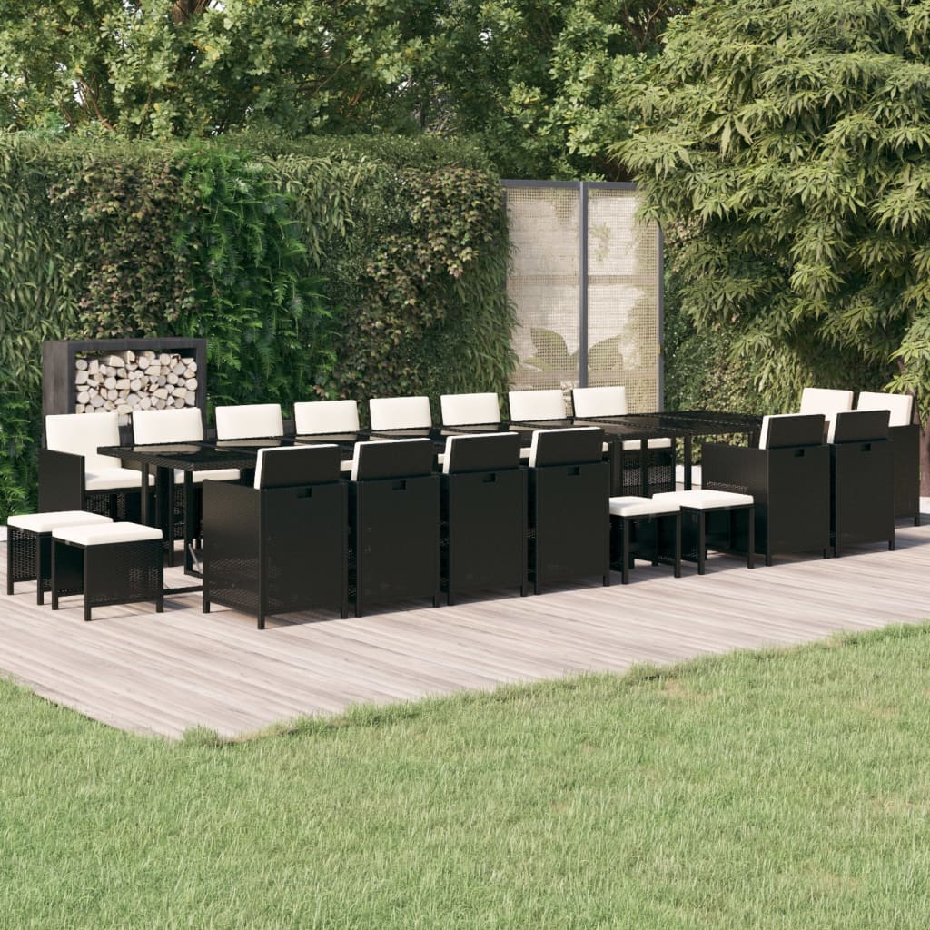 21-delige Tuinset met kussens poly rattan zwart is nu te koop bij PeponiXL, paradijselijk wonen!