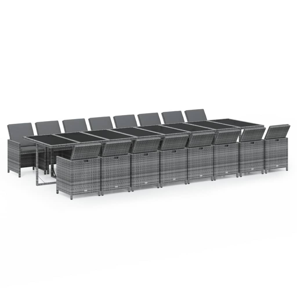 17-delige Tuinset met kussens poly rattan grijs is nu te koop bij PeponiXL, paradijselijk wonen!