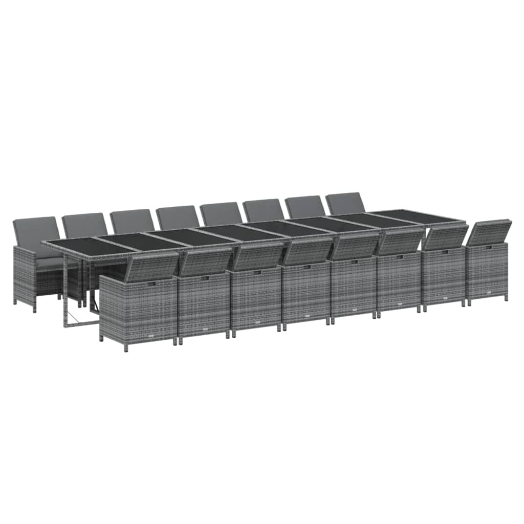 17-delige Tuinset met kussens poly rattan grijs is nu te koop bij PeponiXL, paradijselijk wonen!
