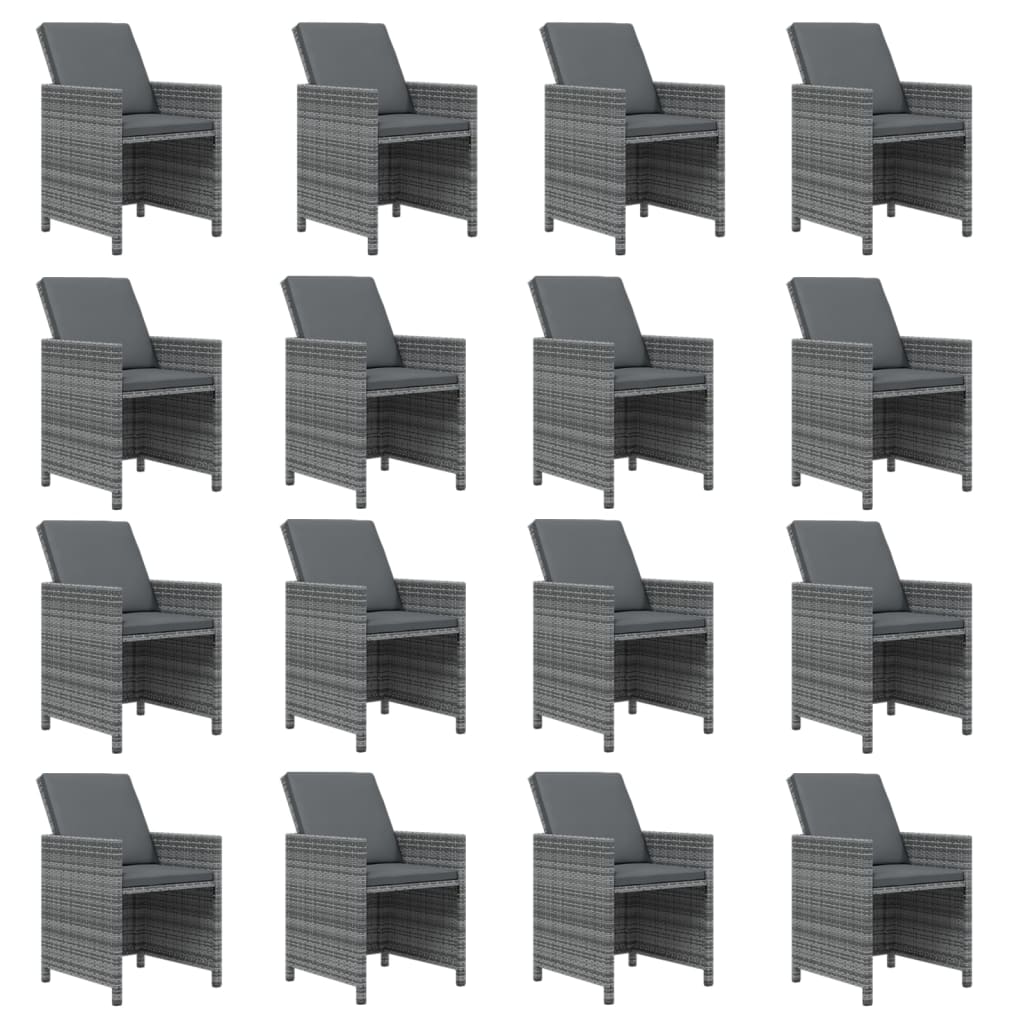 17-delige Tuinset met kussens poly rattan grijs is nu te koop bij PeponiXL, paradijselijk wonen!