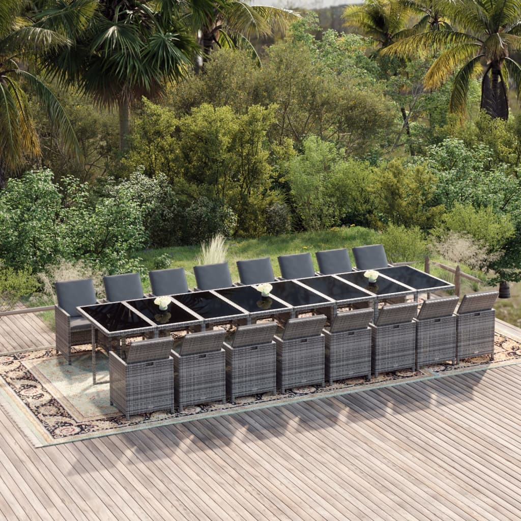 17-delige Tuinset met kussens poly rattan grijs is nu te koop bij PeponiXL, paradijselijk wonen!