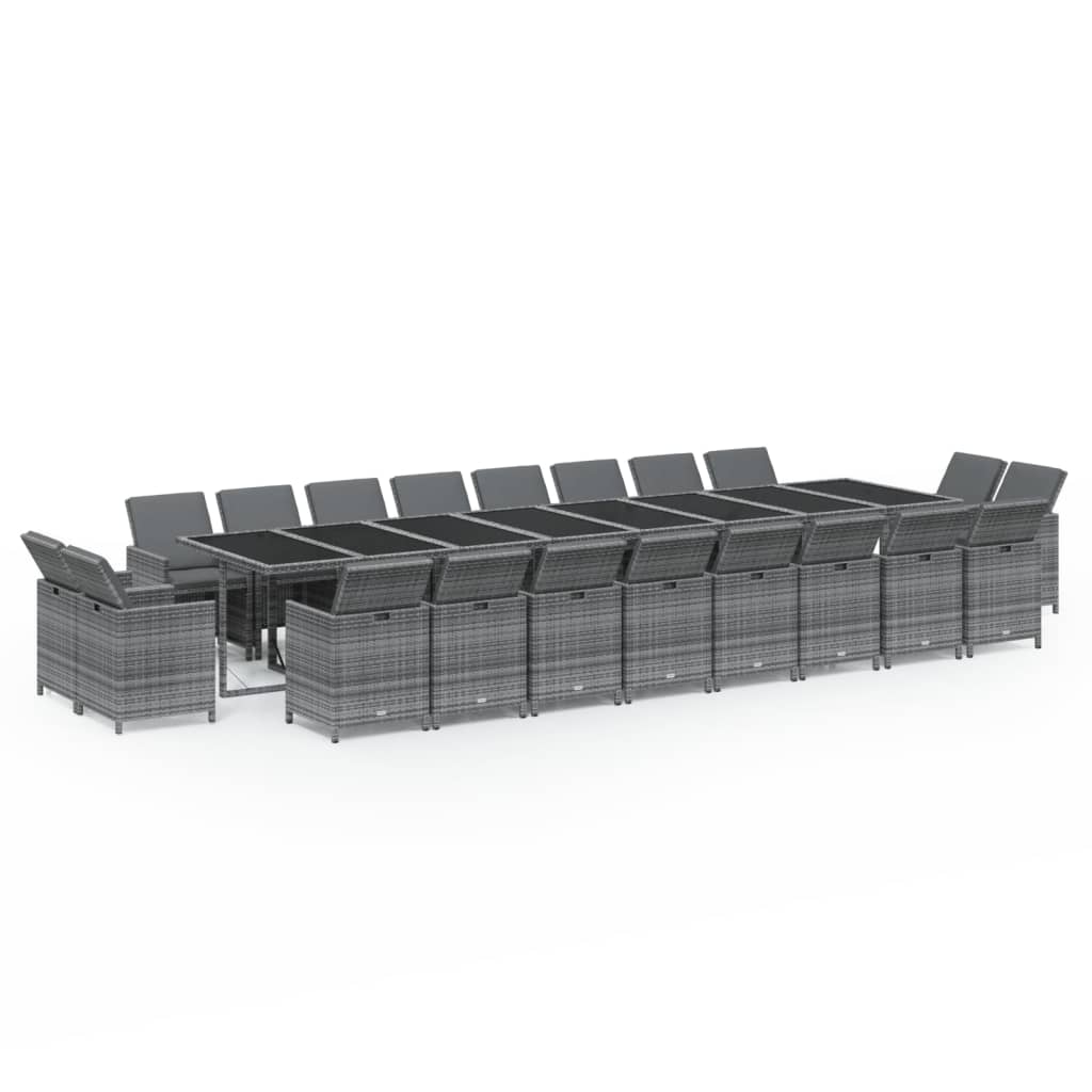 21-delige Tuinset met kussens poly rattan grijs is nu te koop bij PeponiXL, paradijselijk wonen!
