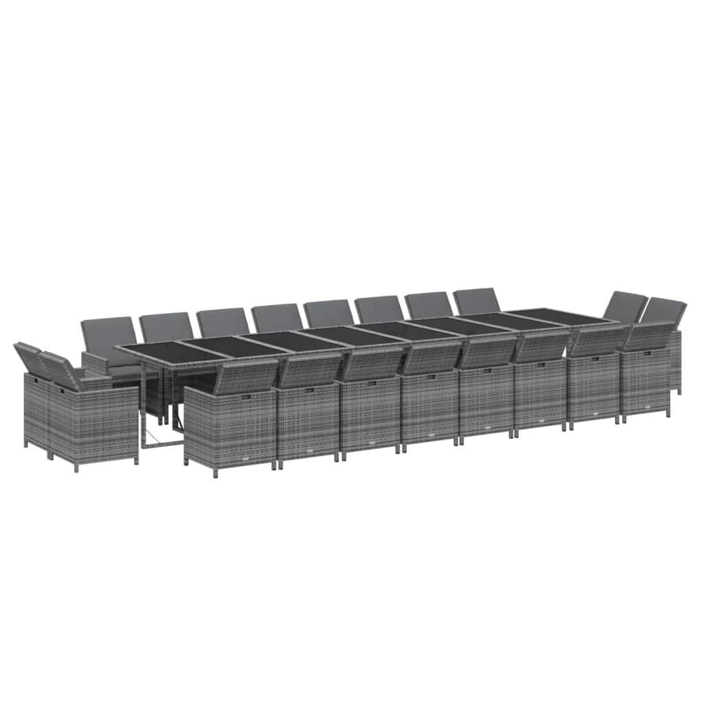 21-delige Tuinset met kussens poly rattan grijs is nu te koop bij PeponiXL, paradijselijk wonen!