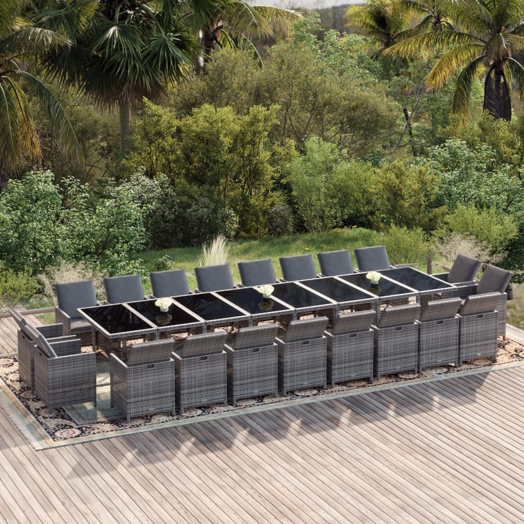 21-delige Tuinset met kussens poly rattan grijs is nu te koop bij PeponiXL, paradijselijk wonen!