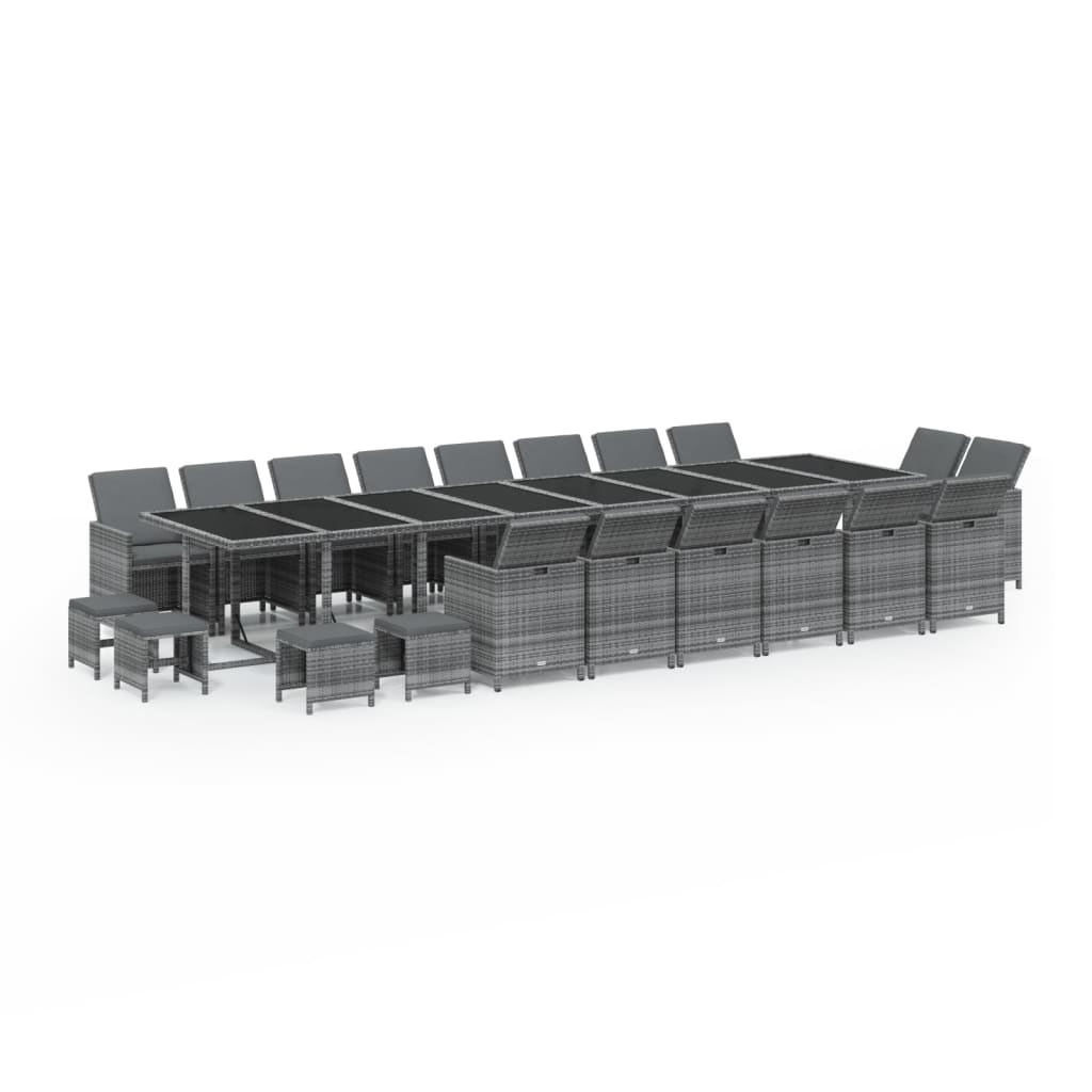 21-delige Tuinset met kussens poly rattan grijs is nu te koop bij PeponiXL, paradijselijk wonen!