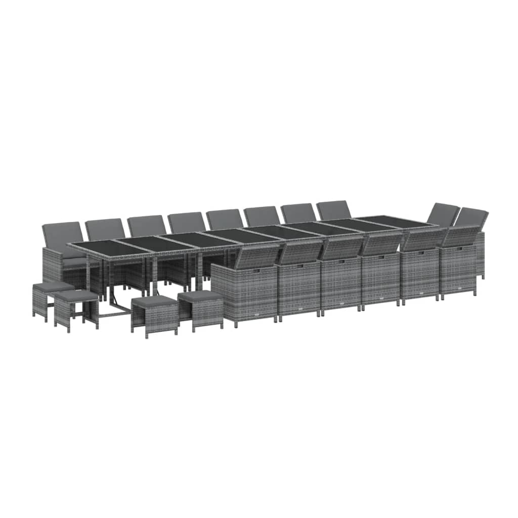 21-delige Tuinset met kussens poly rattan grijs is nu te koop bij PeponiXL, paradijselijk wonen!