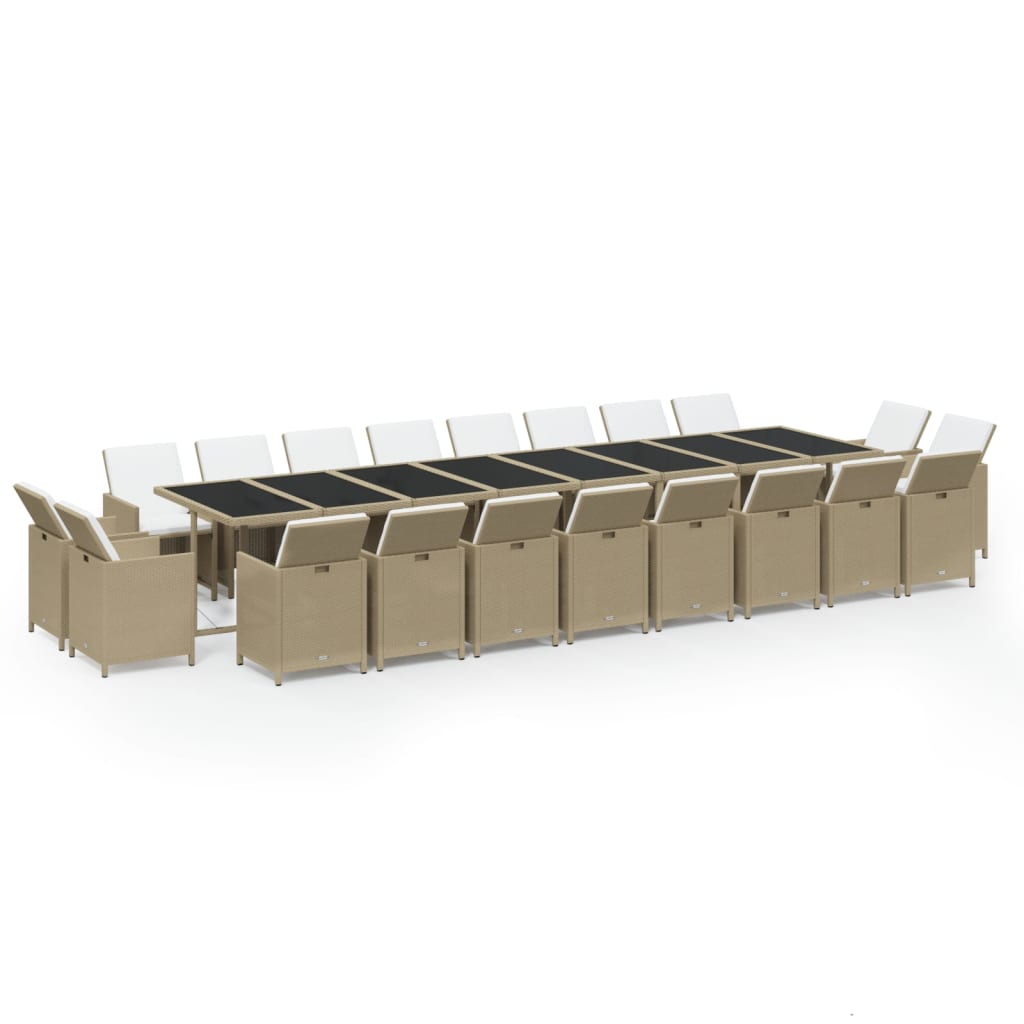 21-delige Tuinset met kussens poly rattan beige is nu te koop bij PeponiXL, paradijselijk wonen!