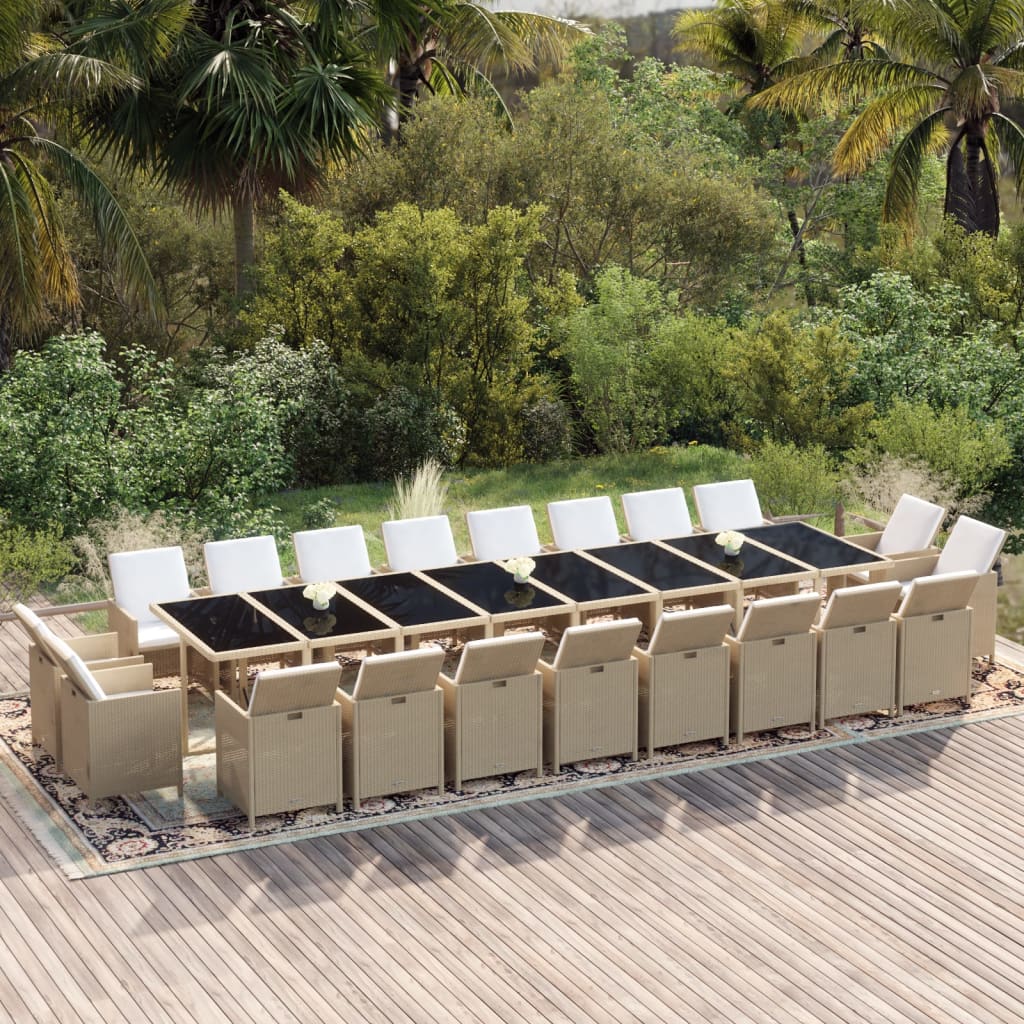 21-delige Tuinset met kussens poly rattan beige is nu te koop bij PeponiXL, paradijselijk wonen!