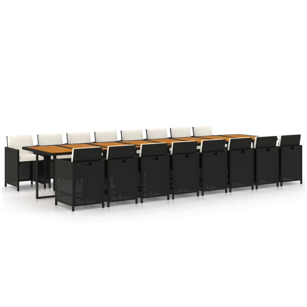 17-delige Tuinset met kussens poly rattan zwart is nu te koop bij PeponiXL, paradijselijk wonen!