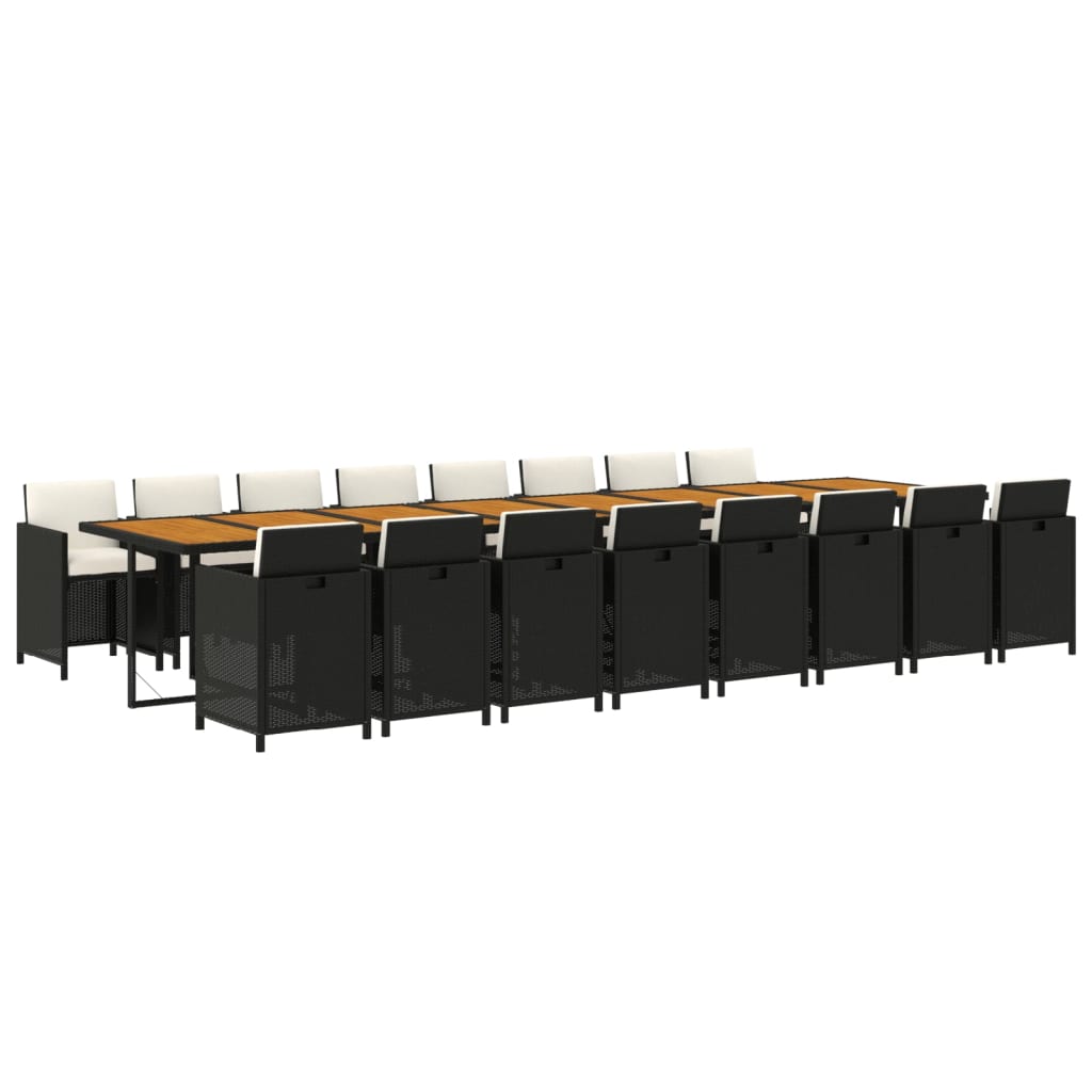 17-delige Tuinset met kussens poly rattan zwart is nu te koop bij PeponiXL, paradijselijk wonen!