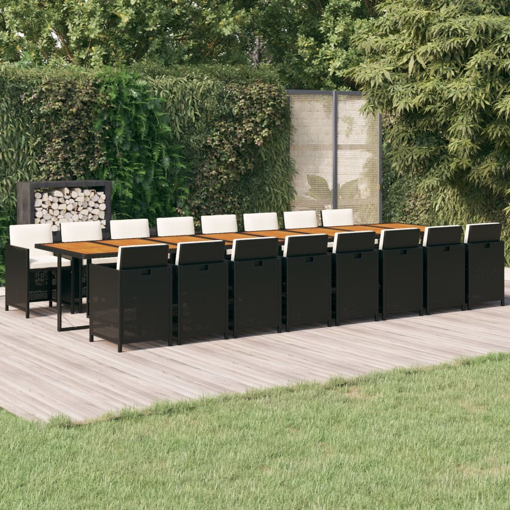 17-delige Tuinset met kussens poly rattan zwart is nu te koop bij PeponiXL, paradijselijk wonen!