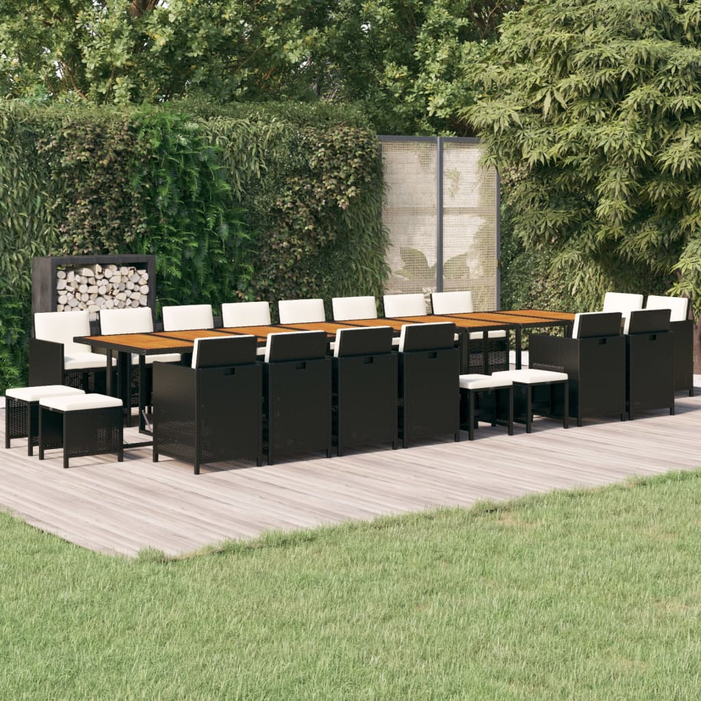 21-delige Tuinset met kussens poly rattan zwart is nu te koop bij PeponiXL, paradijselijk wonen!
