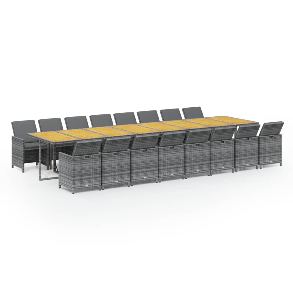 17-delige Tuinset met kussens poly rattan grijs is nu te koop bij PeponiXL, paradijselijk wonen!