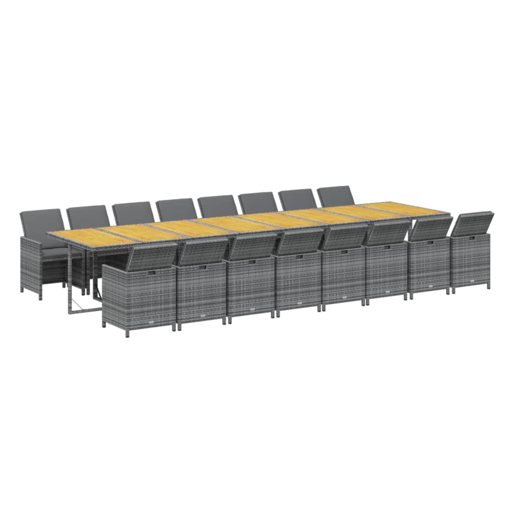 17-delige Tuinset met kussens poly rattan grijs is nu te koop bij PeponiXL, paradijselijk wonen!
