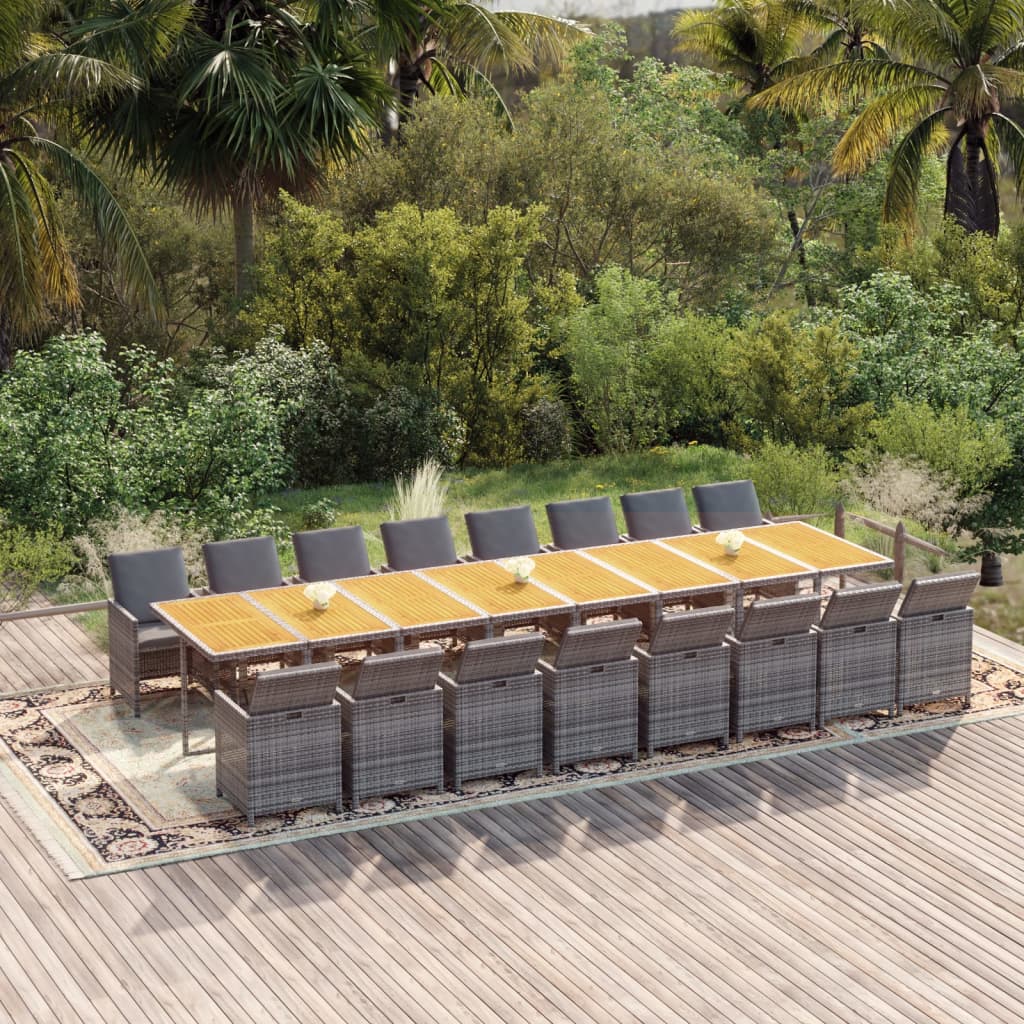 17-delige Tuinset met kussens poly rattan grijs is nu te koop bij PeponiXL, paradijselijk wonen!