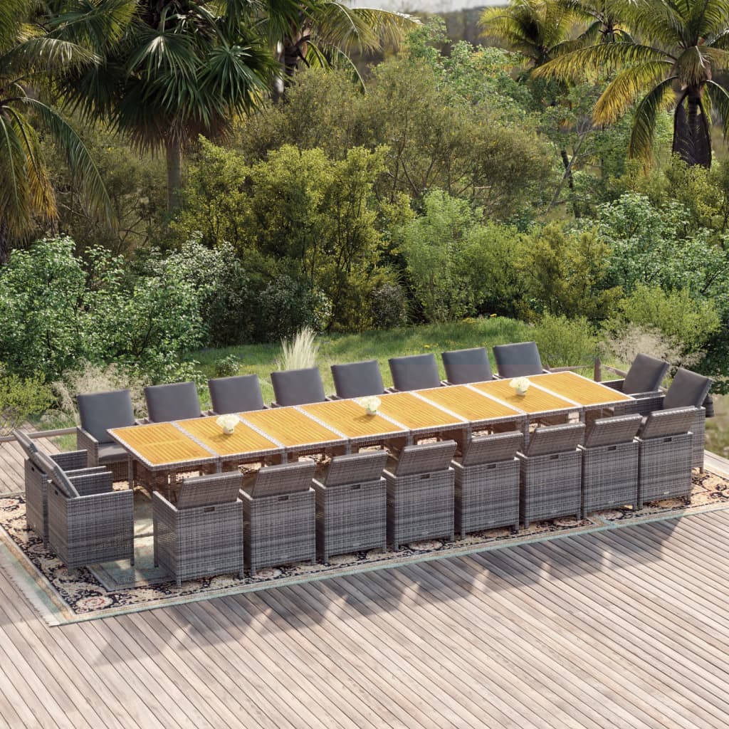 21-delige Tuinset met kussens poly rattan grijs is nu te koop bij PeponiXL, paradijselijk wonen!