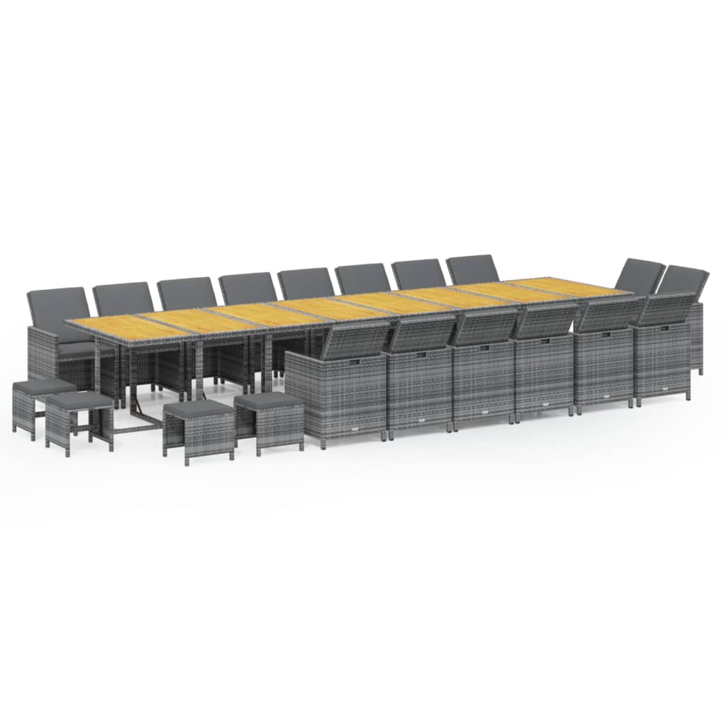 21-delige Tuinset met kussens poly rattan grijs is nu te koop bij PeponiXL, paradijselijk wonen!