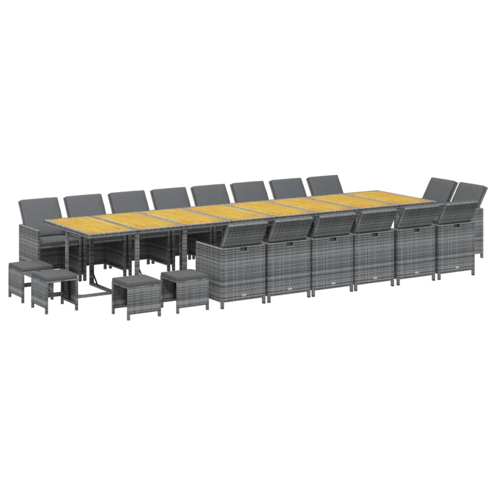 21-delige Tuinset met kussens poly rattan grijs is nu te koop bij PeponiXL, paradijselijk wonen!