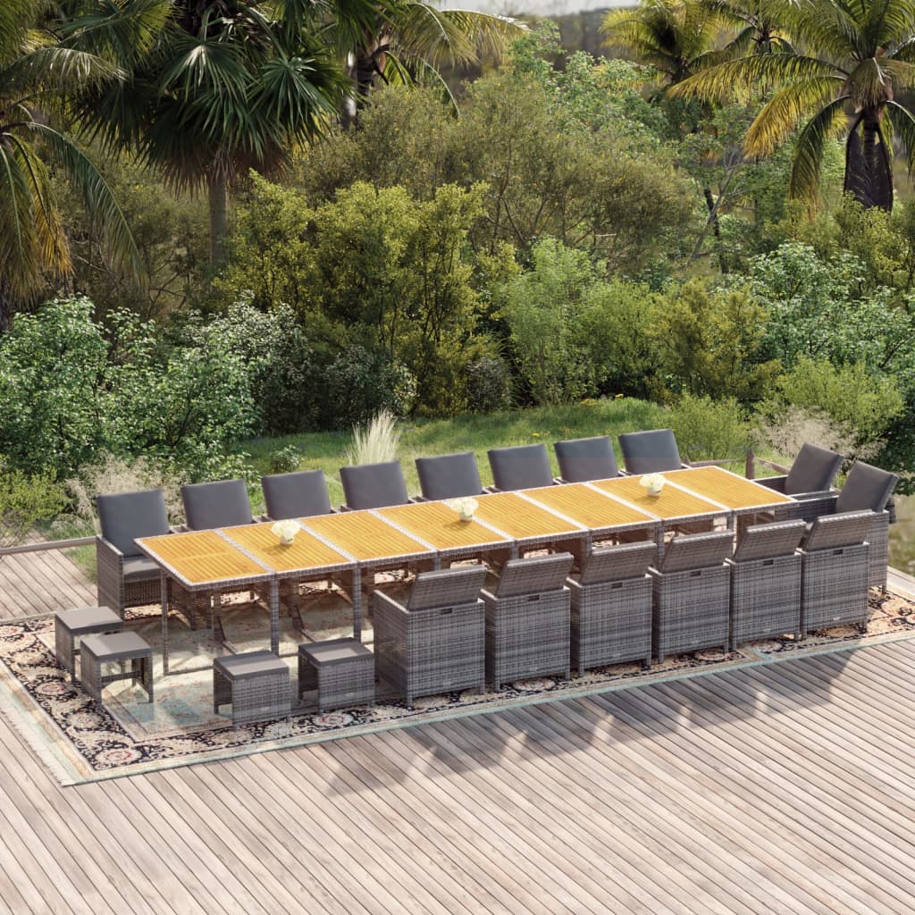 21-delige Tuinset met kussens poly rattan grijs is nu te koop bij PeponiXL, paradijselijk wonen!