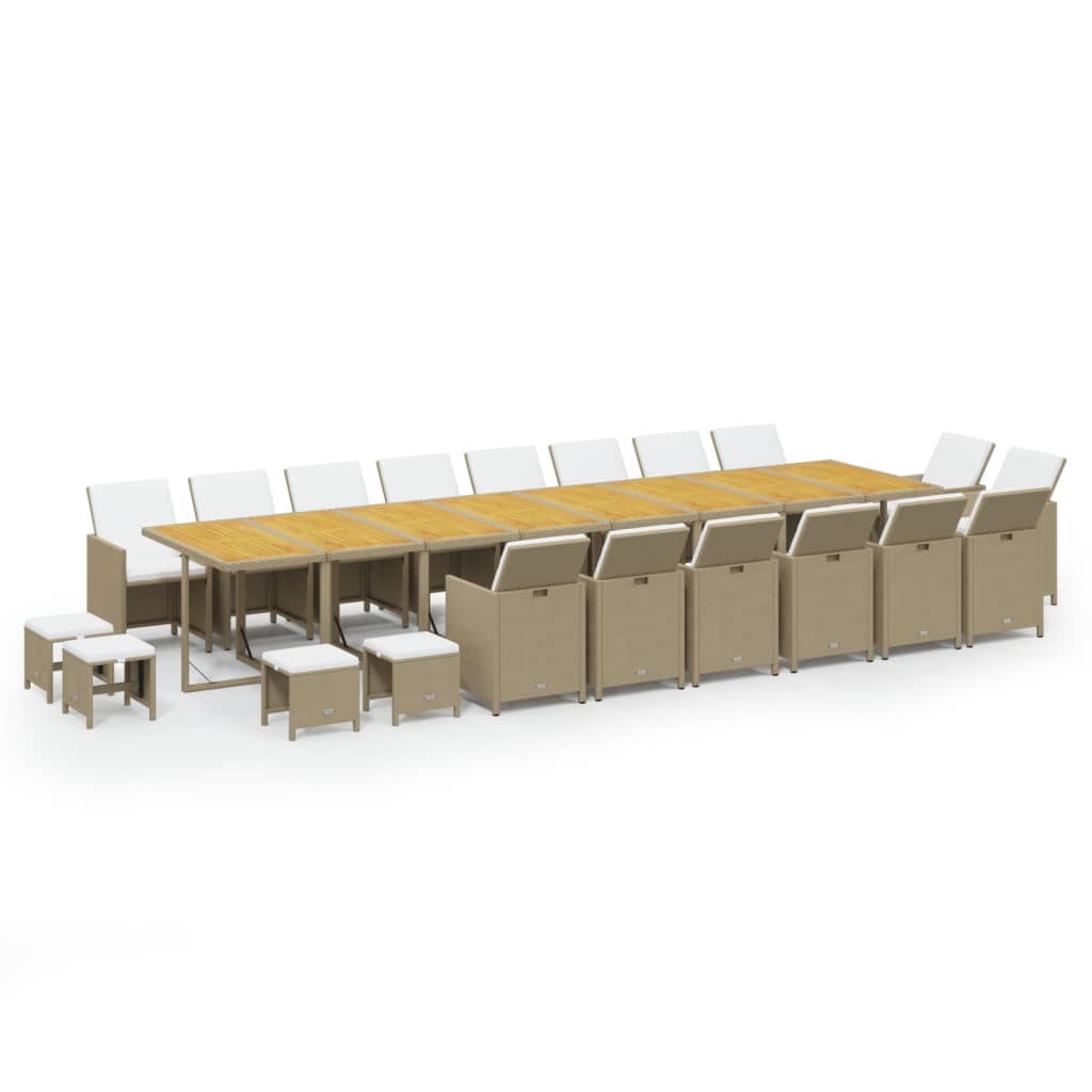 21-delige Tuinset met kussens poly rattan beige is nu te koop bij PeponiXL, paradijselijk wonen!