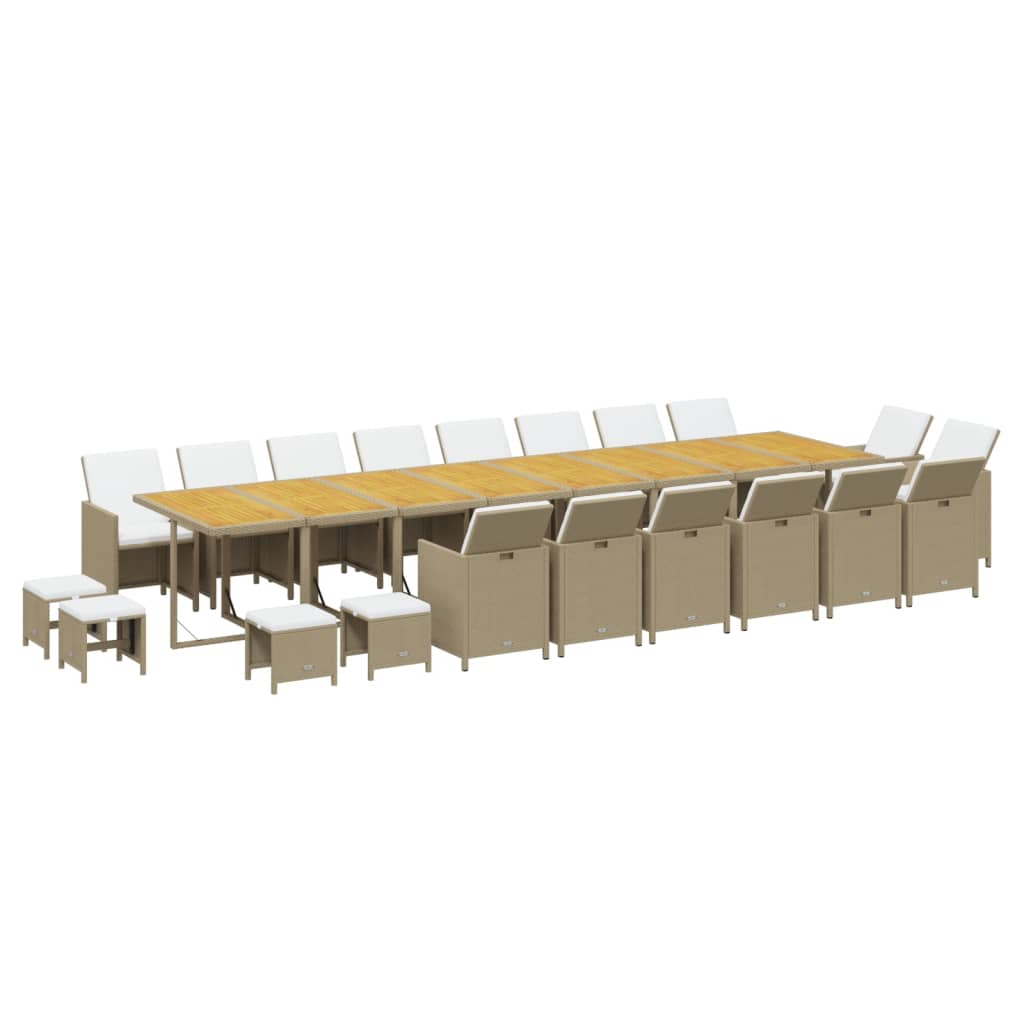 21-delige Tuinset met kussens poly rattan beige is nu te koop bij PeponiXL, paradijselijk wonen!