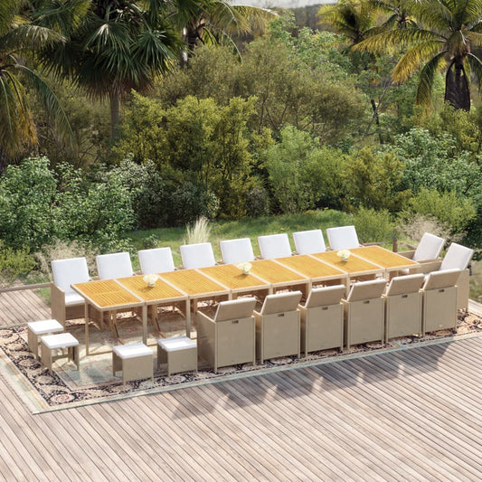 21-delige Tuinset met kussens poly rattan beige is nu te koop bij PeponiXL, paradijselijk wonen!
